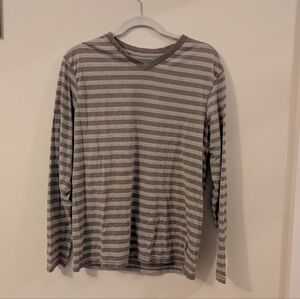 🪻PD&C Shirt Long Sleeve V-Neck Striped Brown Tan 🪻4 For $20🪻